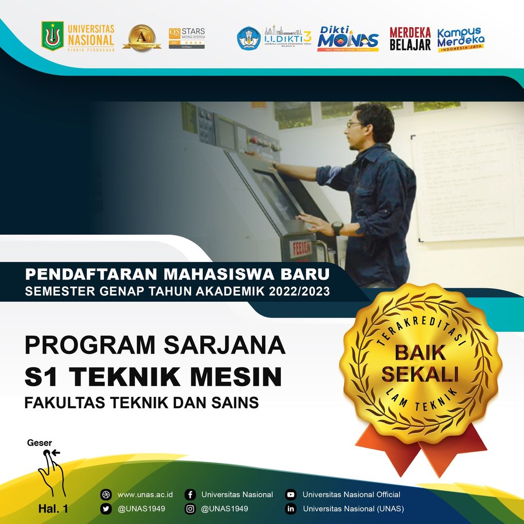 Penerimaan Mahasiswa Baru Prodi Teknik Mesin